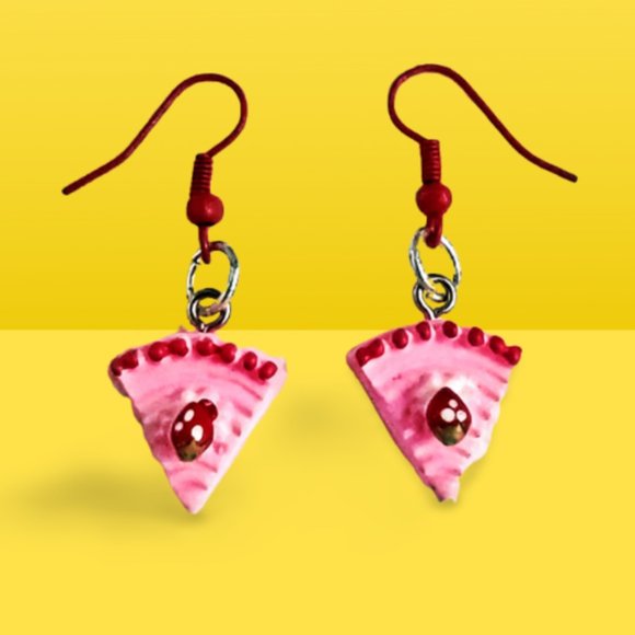 Handmade Strawberry Cake Earrings Cute Kitsch - Picture 1 of 4